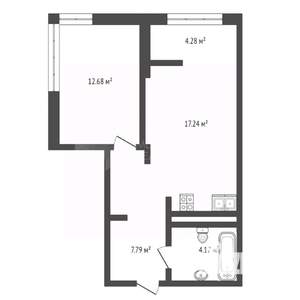1-к квартира, вторичка, 46м2, 3/9 этаж