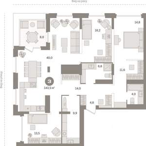3-к квартира, вторичка, 144м2, 23/25 этаж