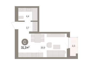 Студия квартира, вторичка, 31м2, 11/16 этаж