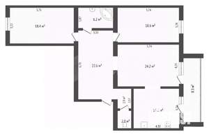 3-к квартира, вторичка, 111м2, 4/11 этаж