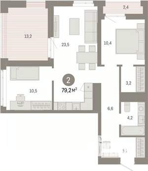 2-к квартира, вторичка, 79м2, 16/25 этаж