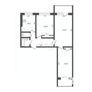 3-к квартира, вторичка, 61м2, 6/9 этаж