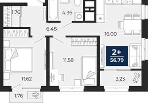 2-к квартира, вторичка, 56м2, 5/24 этаж