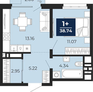 1-к квартира, вторичка, 37м2, 9/24 этаж