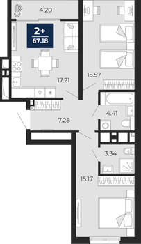 2-к квартира, вторичка, 67м2, 5/24 этаж