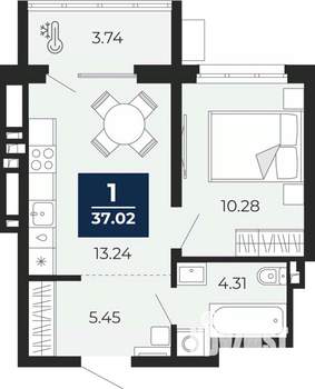 1-к квартира, вторичка, 35м2, 9/23 этаж