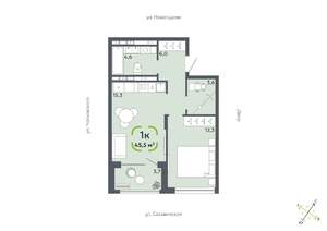 1-к квартира, вторичка, 46м2, 2/16 этаж