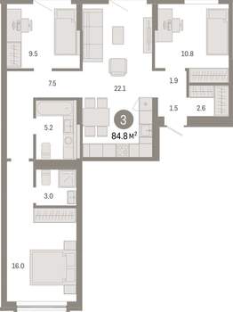 3-к квартира, вторичка, 85м2, 4/8 этаж