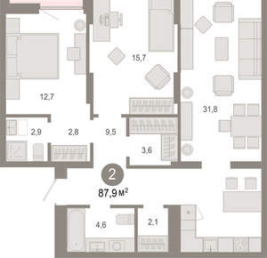 2-к квартира, вторичка, 88м2, 9/17 этаж