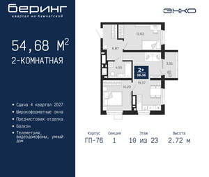 2-к квартира, вторичка, 55м2, 10/24 этаж