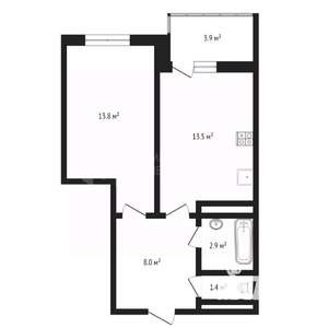 1-к квартира, вторичка, 42м2, 2/17 этаж