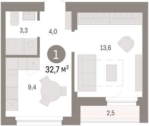 1-к квартира, вторичка, 33м2, 6/16 этаж