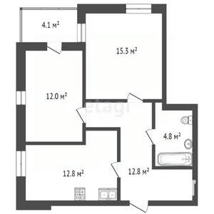 2-к квартира, вторичка, 57м2, 8/17 этаж
