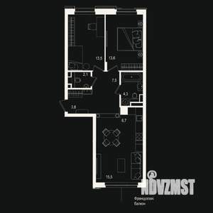 2-к квартира, вторичка, 67м2, 2/7 этаж