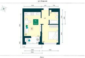 1-к квартира, вторичка, 41м2, 3/8 этаж