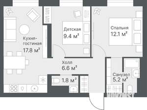 2-к квартира, вторичка, 53м2, 5/14 этаж