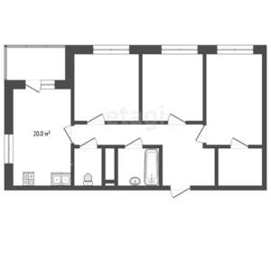 3-к квартира, вторичка, 72м2, 18/22 этаж