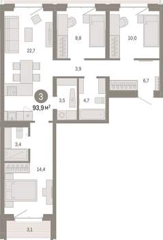 3-к квартира, вторичка, 94м2, 5/11 этаж