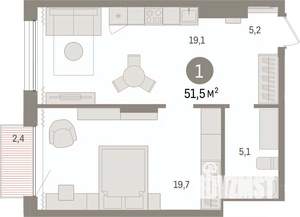 1-к квартира, вторичка, 51м2, 13/17 этаж