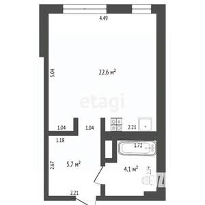 1-к квартира, вторичка, 33м2, 22/24 этаж
