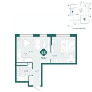 2-к квартира, вторичка, 40м2, 3/17 этаж