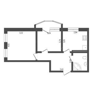 2-к квартира, вторичка, 53м2, 12/16 этаж