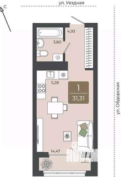 Студия квартира, вторичка, 31м2, 14/15 этаж