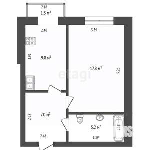 1-к квартира, вторичка, 42м2, 7/14 этаж