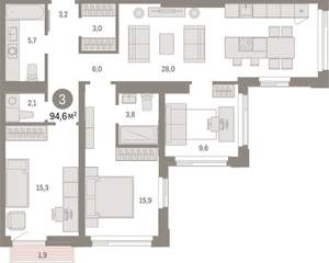 3-к квартира, вторичка, 95м2, 18/25 этаж