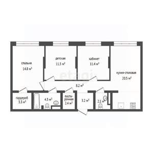3-к квартира, вторичка, 79м2, 4/12 этаж