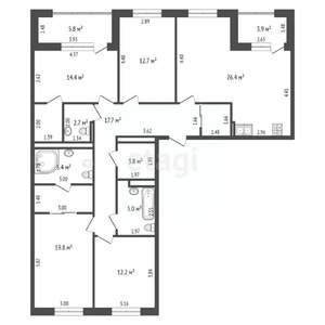 4-к квартира, вторичка, 125м2, 10/23 этаж