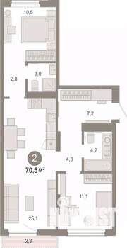 2-к квартира, вторичка, 70м2, 5/7 этаж
