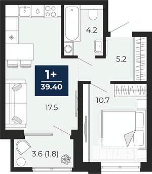 1-к квартира, вторичка, 39м2, 19/25 этаж