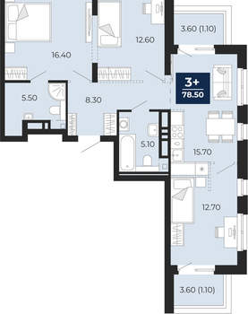 3-к квартира, вторичка, 84м2, 14/24 этаж
