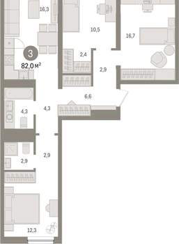 3-к квартира, вторичка, 82м2, 2/9 этаж