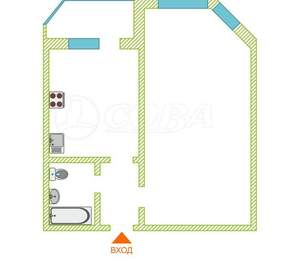 1-к квартира, вторичка, 43м2, 9/10 этаж