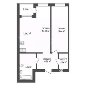 1-к квартира, вторичка, 54м2, 4/4 этаж