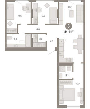 3-к квартира, вторичка, 84м2, 6/17 этаж