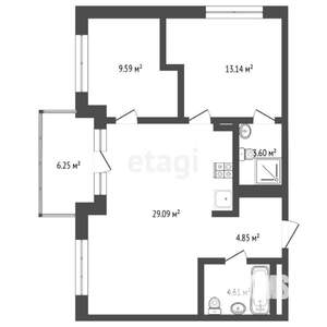 2-к квартира, вторичка, 72м2, 4/4 этаж