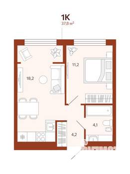 1-к квартира, вторичка, 38м2, 11/14 этаж