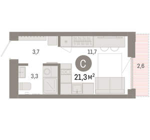 Студия квартира, вторичка, 21м2, 5/17 этаж