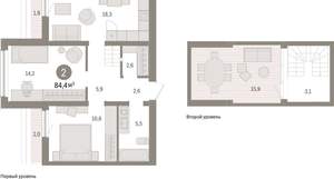 2-к квартира, вторичка, 84м2, 8/9 этаж