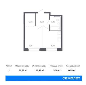 1-к квартира, вторичка, 47м2, 7/24 этаж