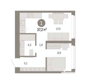 1-к квартира, вторичка, 37м2, 10/25 этаж