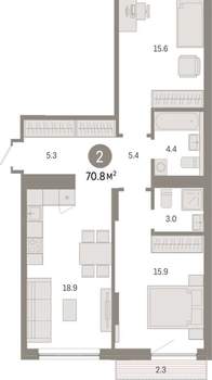2-к квартира, вторичка, 71м2, 5/8 этаж
