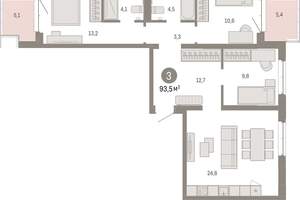 3-к квартира, вторичка, 94м2, 6/11 этаж