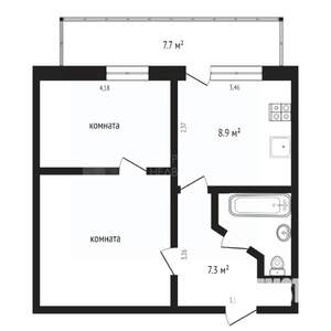 1-к квартира, вторичка, 46м2, 14/14 этаж