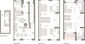 4-к квартира, вторичка, 154м2, 1/8 этаж