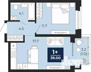 1-к квартира, вторичка, 39м2, 3/14 этаж