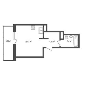 Студия квартира, вторичка, 26м2, 12/24 этаж